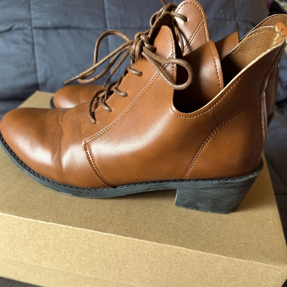 Super Comfy Brown Oxford Shoes - Lace up with small heel - SHEIN